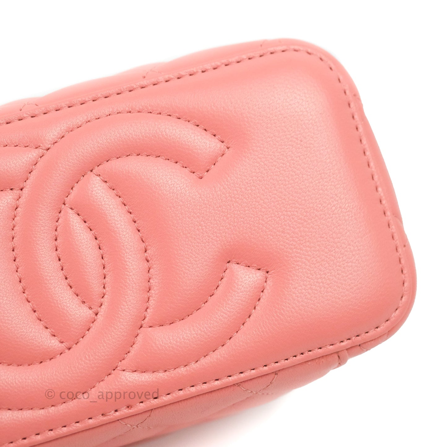 Chanel Vanity Rectangular Top Handle Pink Lambskin Gold Hardware