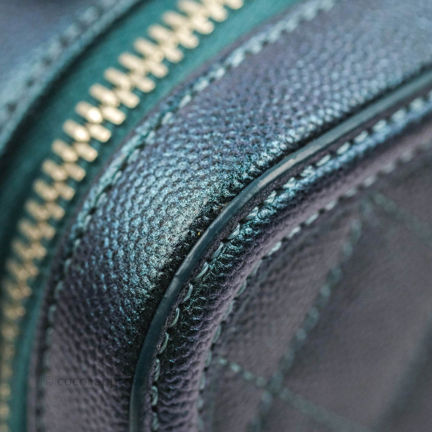 Chanel Quilted Medium CC Filigree Vanity Case Iridescent Dark Turquoise Caviar Rainbow Hardware