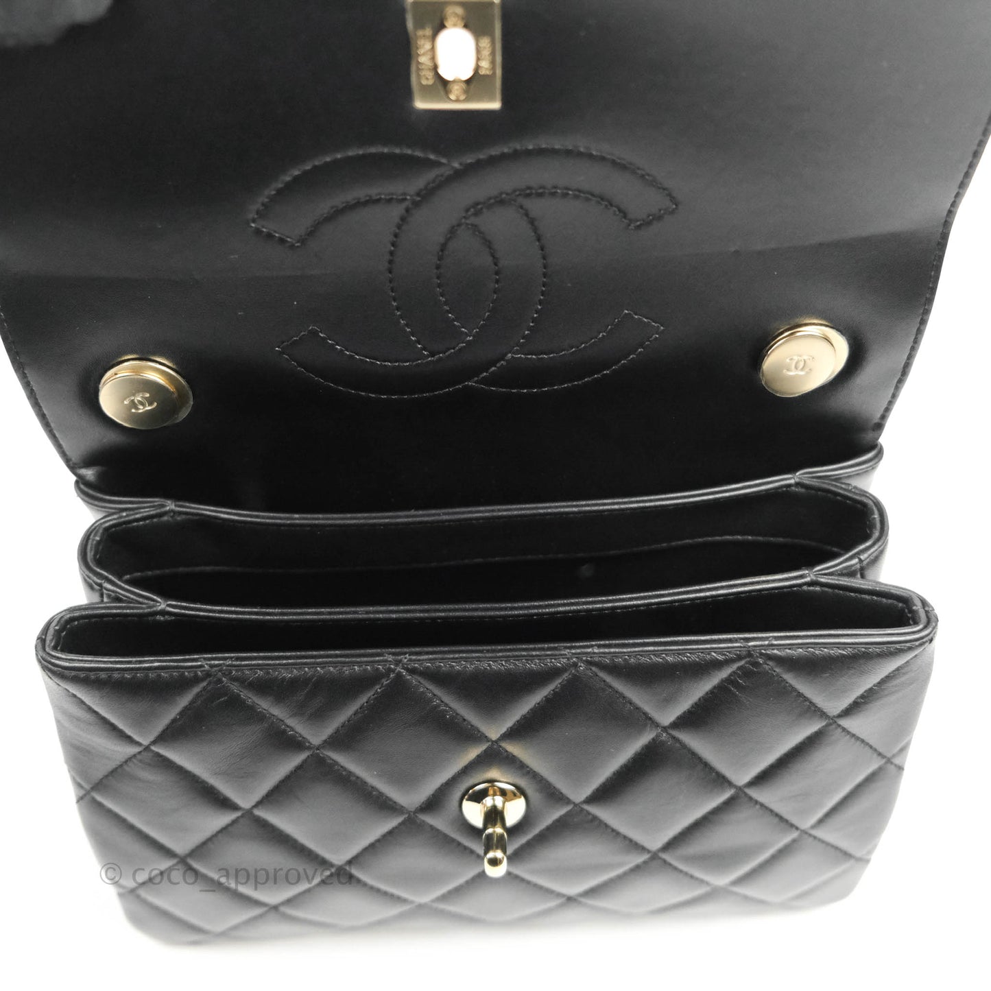 Chanel Small Trendy CC Black Lambskin Gold Hardware