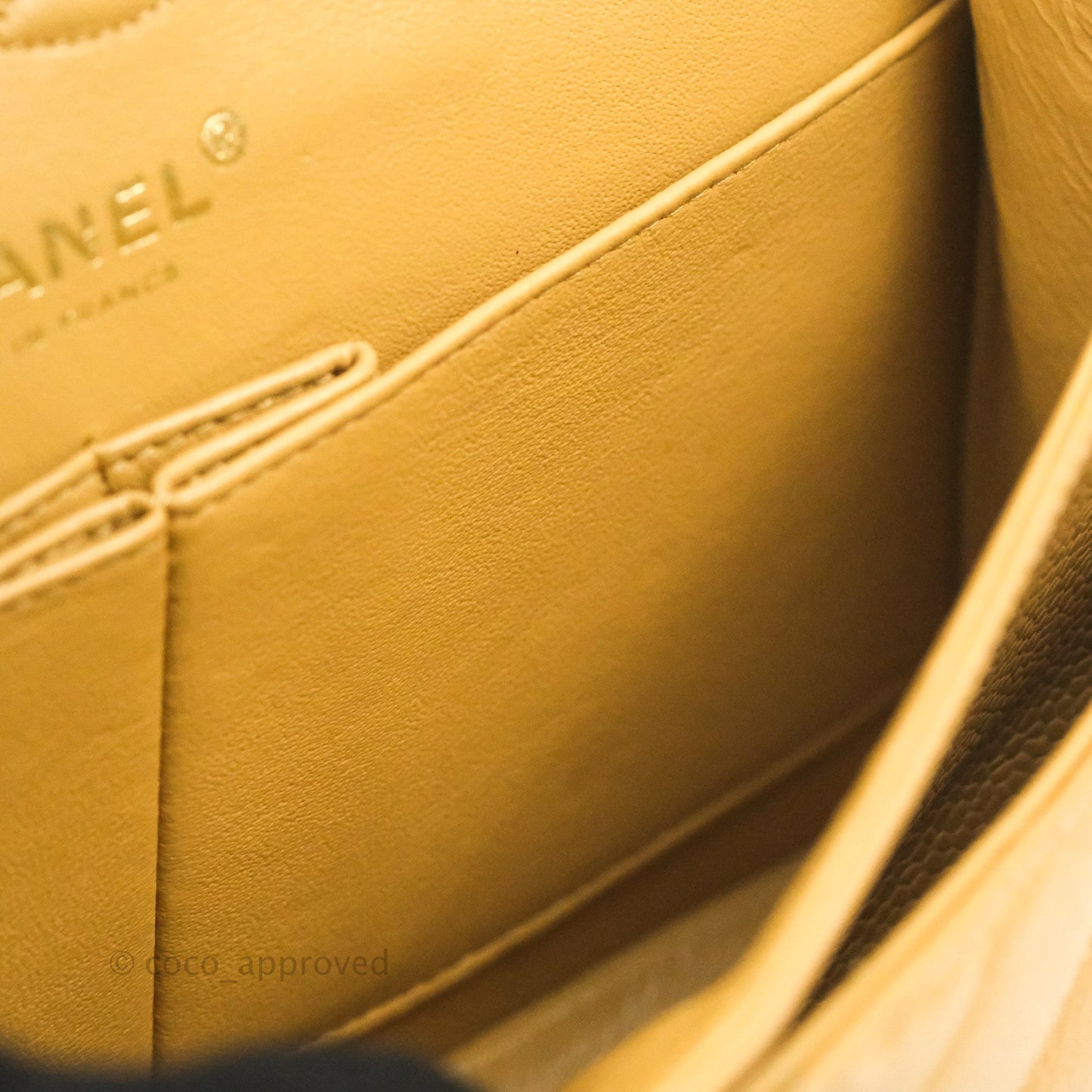 Chanel S/M Small Classic Quilted Flap Dark Beige Caviar 24K Gold Hardware