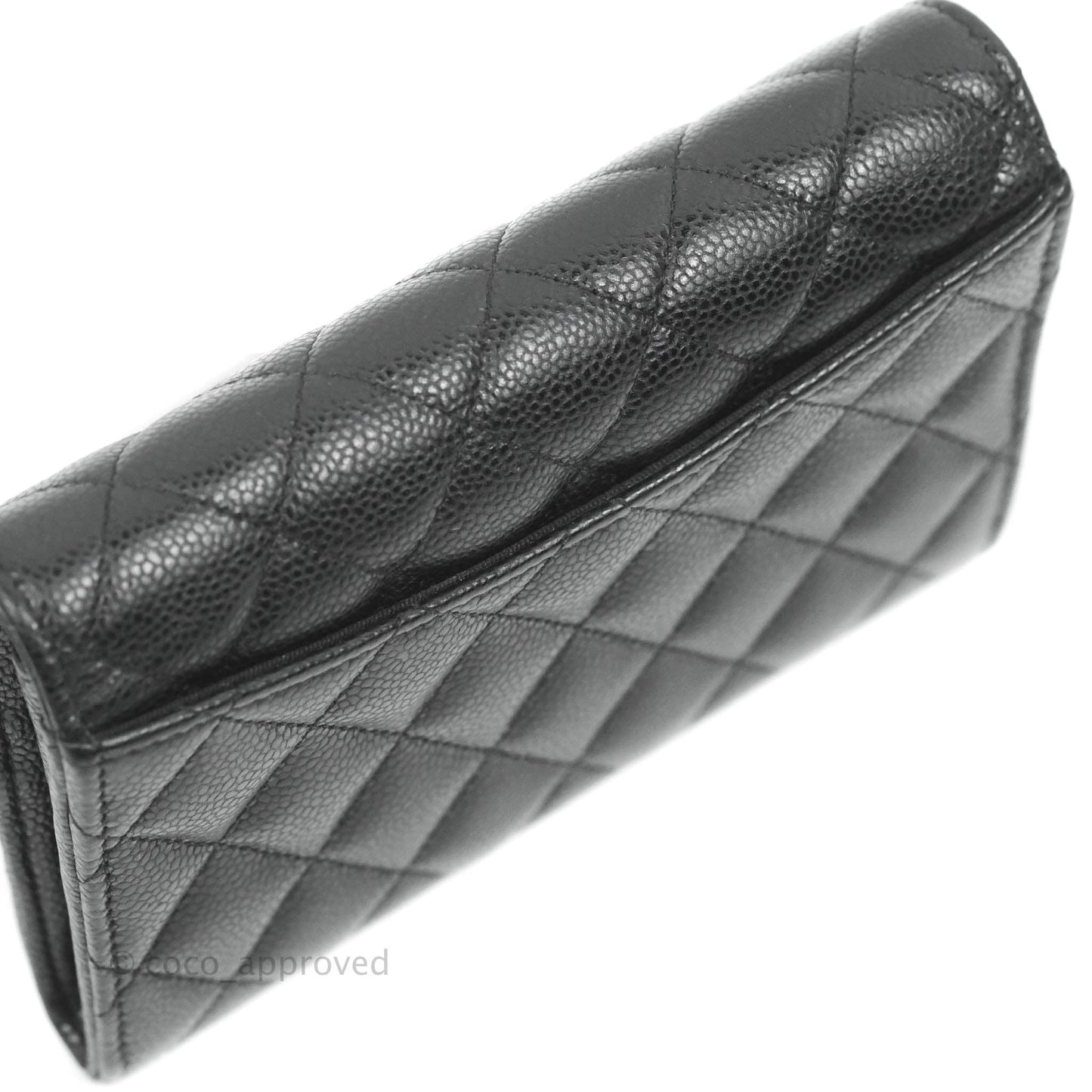 Chanel Classic Quilted Medium Flap Wallet Black Caviar Silver Hardware
