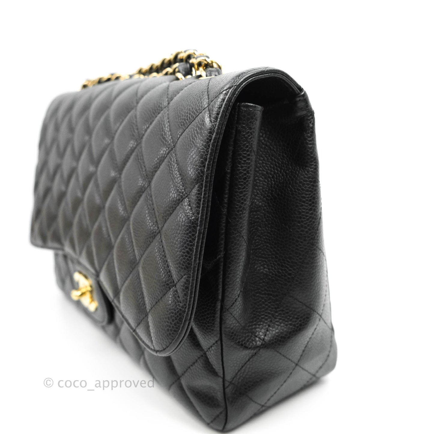 Chanel Jumbo Single Flap Black Caviar Gold Hardware⁣⁣