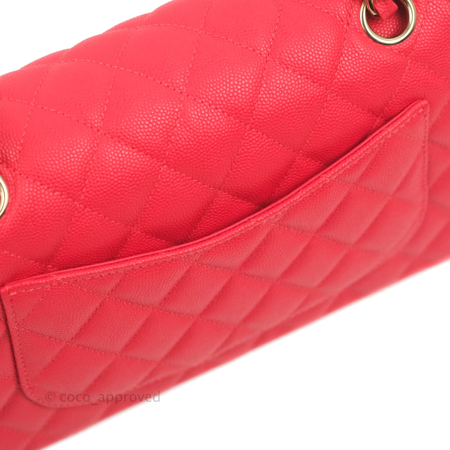 Chanel Small Classic Quilted Flap Red Caviar Gold Hardware