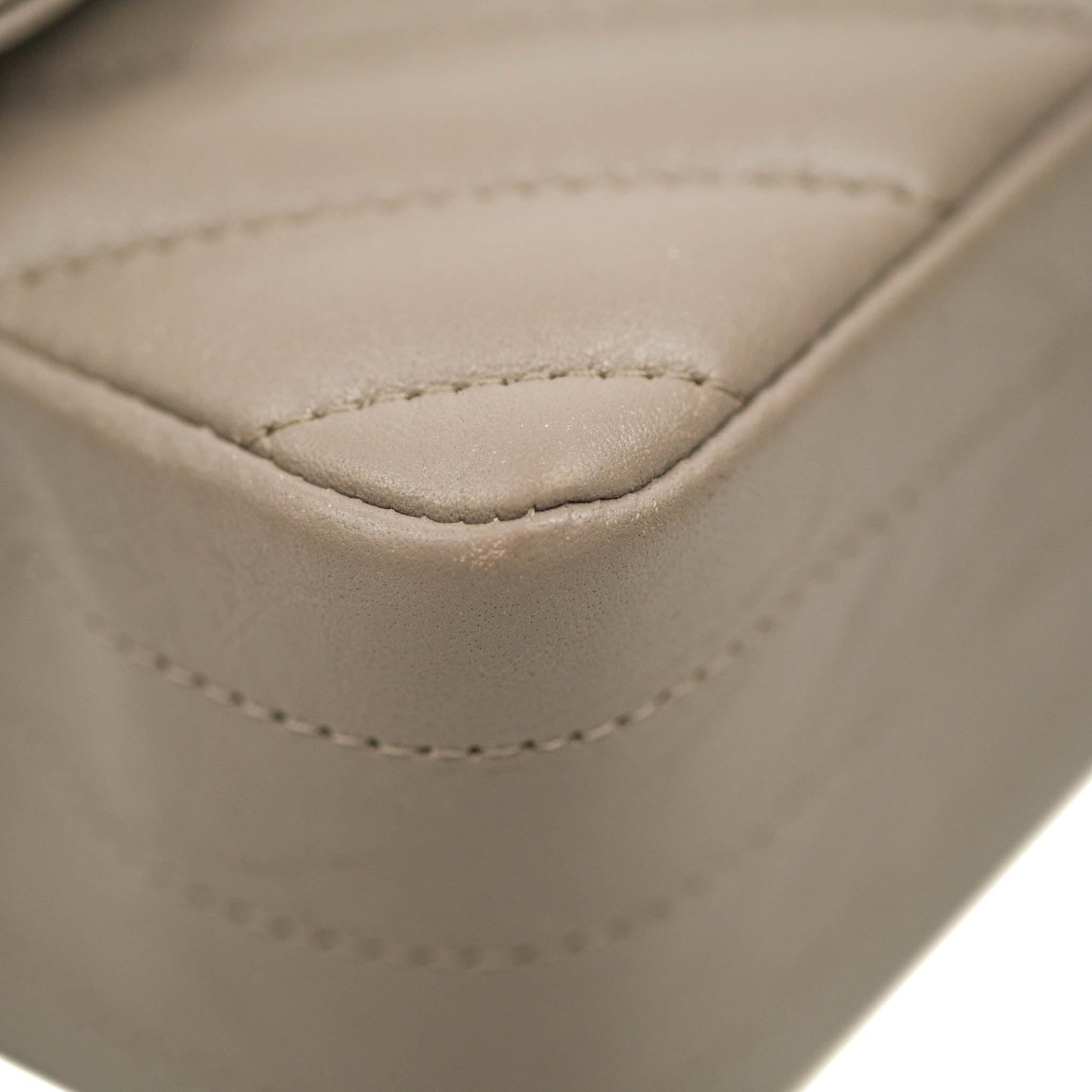 Chanel Chevron Mini Rectangular Flap Taupe Grey Calfskin Ruthenium Hardware 18B