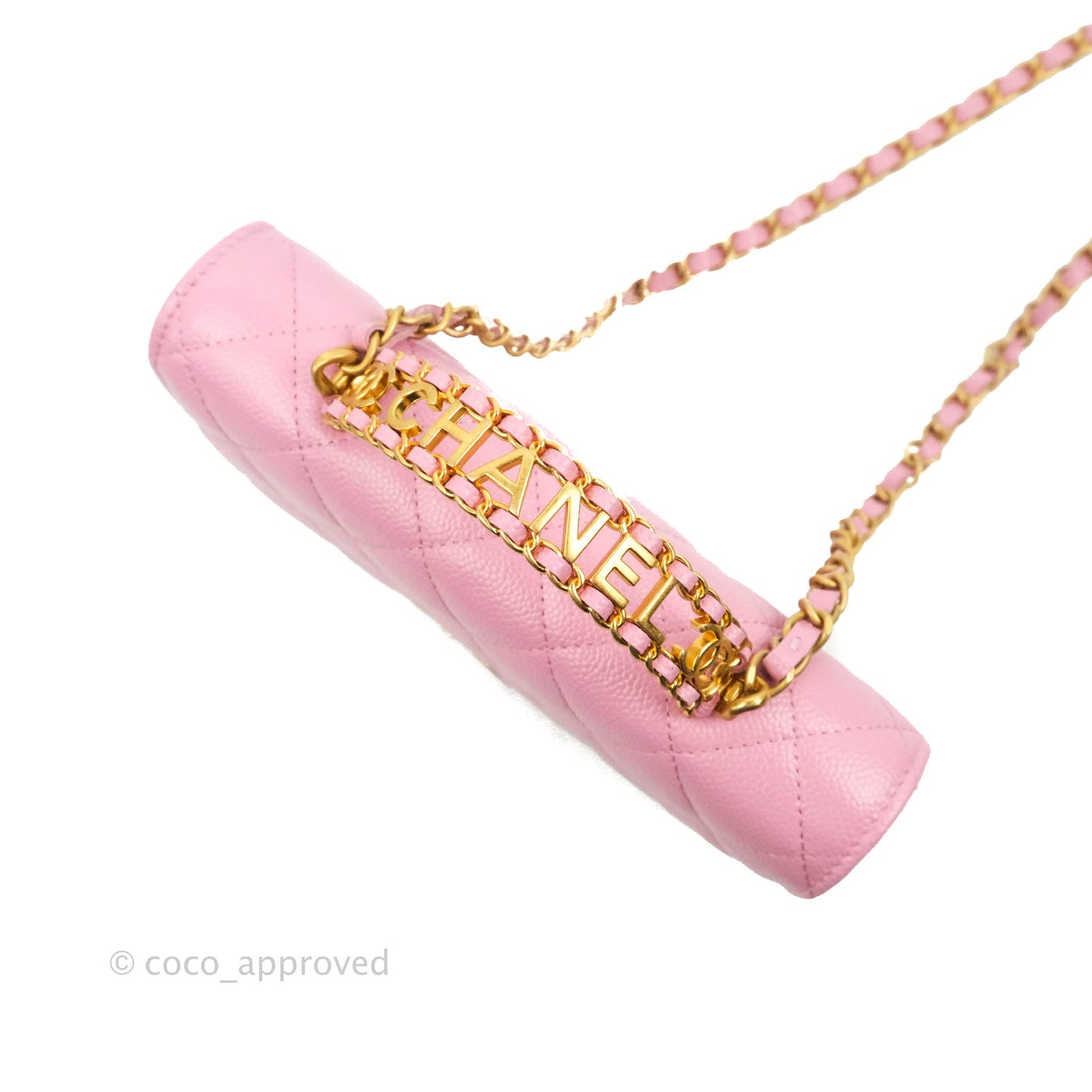 Chanel Top Handle Wallet On Chain WOC Pink Caviar Gold Hardware 22S