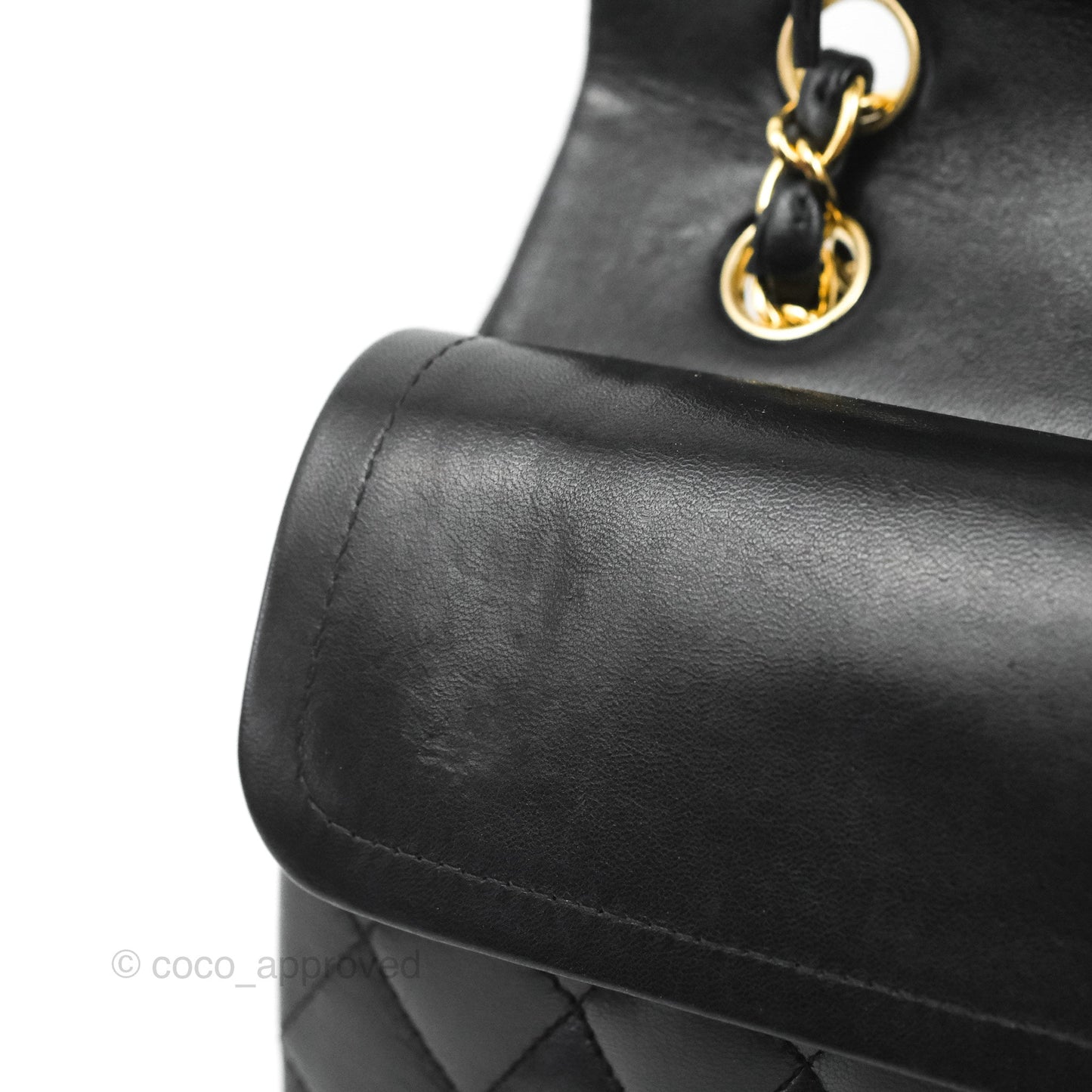 Chanel Classic M/L Medium Flap Quilted Black Lambskin Gold Hardware