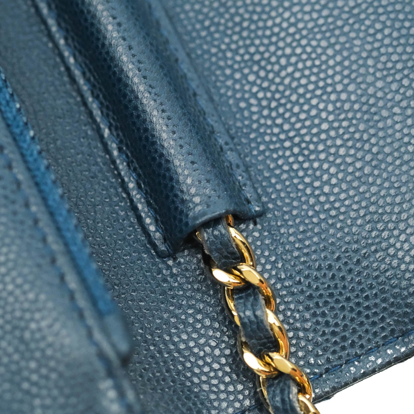 Chanel Quilted Wallet on Chain WOC Dark Blue Caviar Gold Hardware