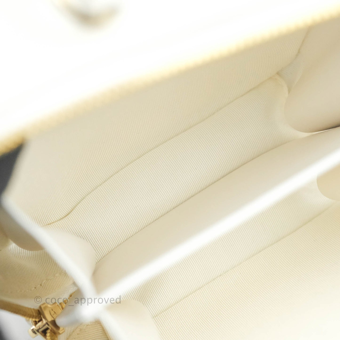 Chanel Circular Handle Zip Around Vanity Case White Calfskin Gold Hardware 20S