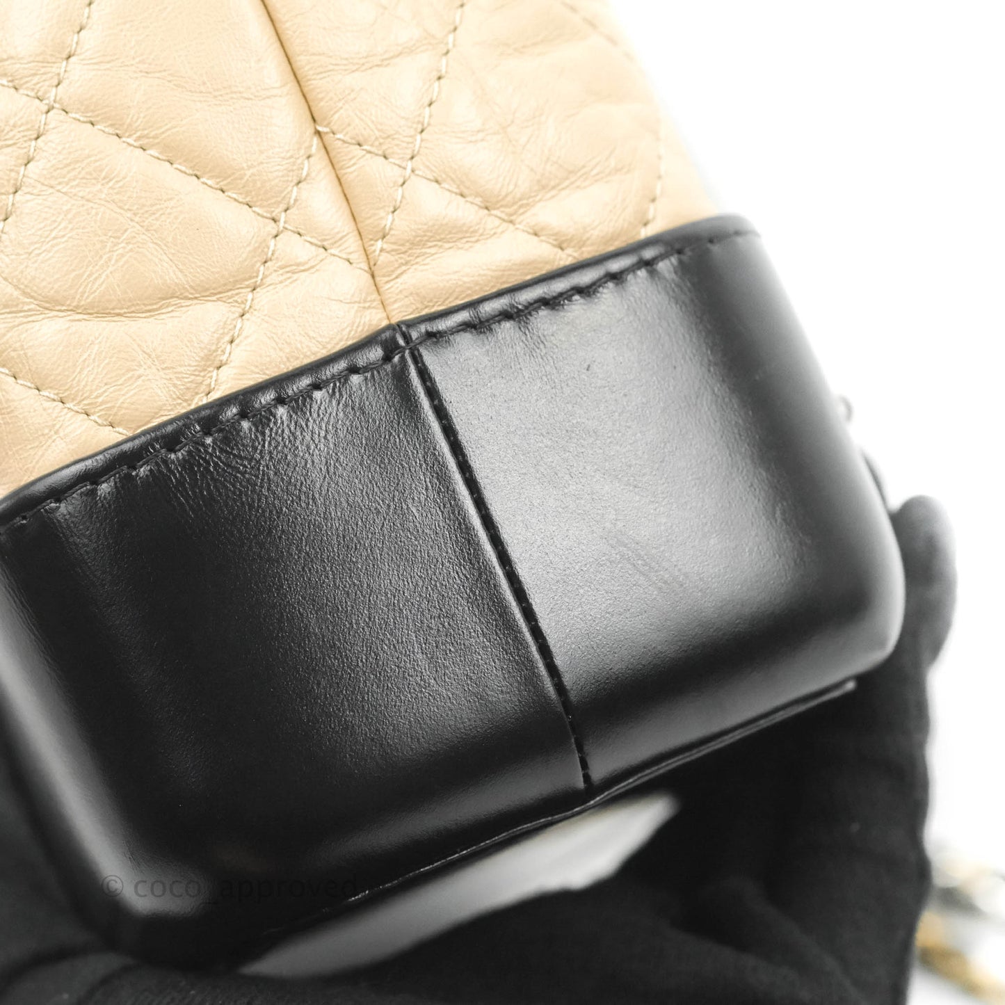 Chanel Small Gabrielle Backpack Beige Black Aged Calfskin