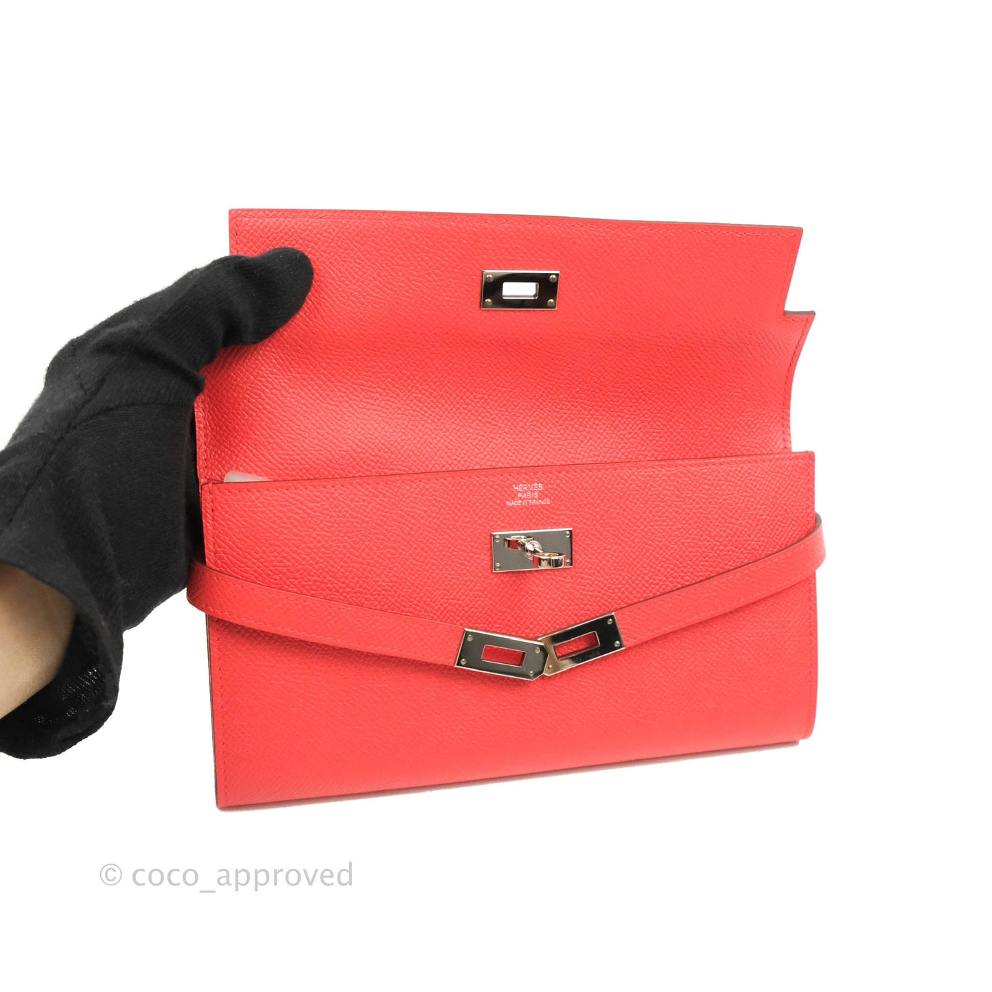 Hermès Kelly Wallet Red Epsom Palladium Hardware