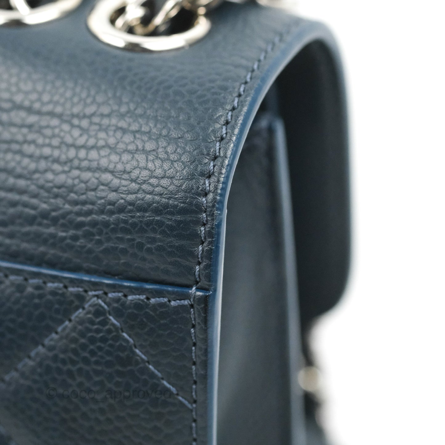 Chanel Small CC Box Flap Bag Prussian Blue Caviar Silver Hardware