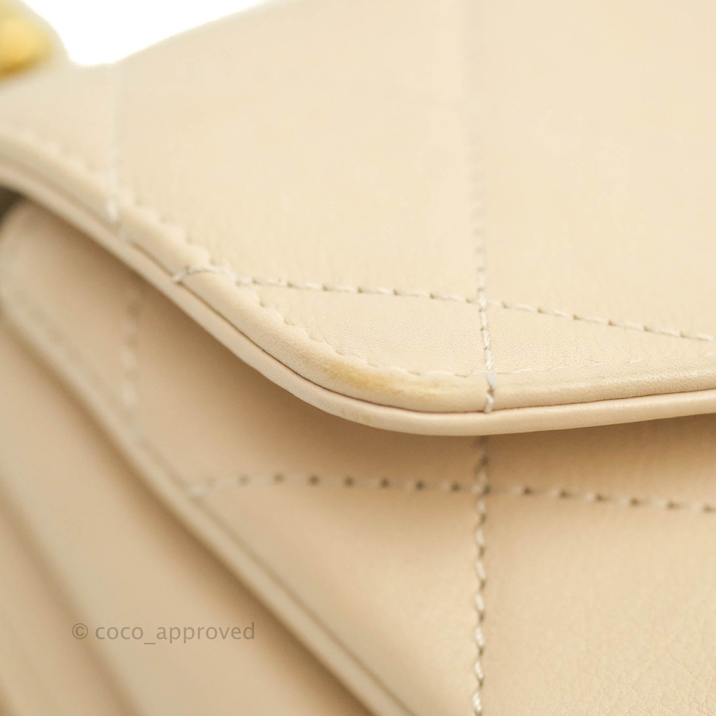Chanel Small Gold Top Handle Bag Light Beige Lambskin Aged Gold Hardware