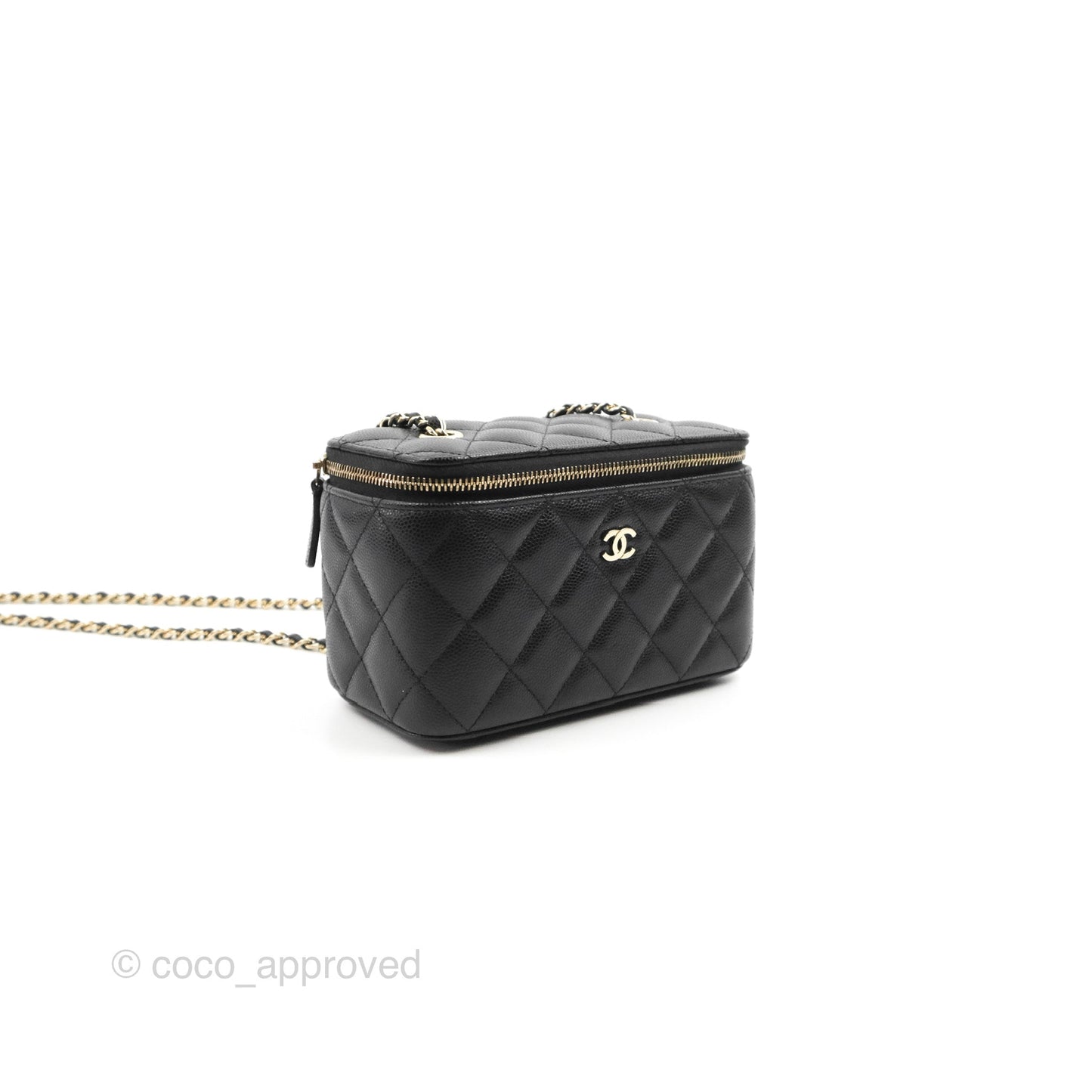 Chanel Classic Vanity with Chain Black Caviar Gold Hardware