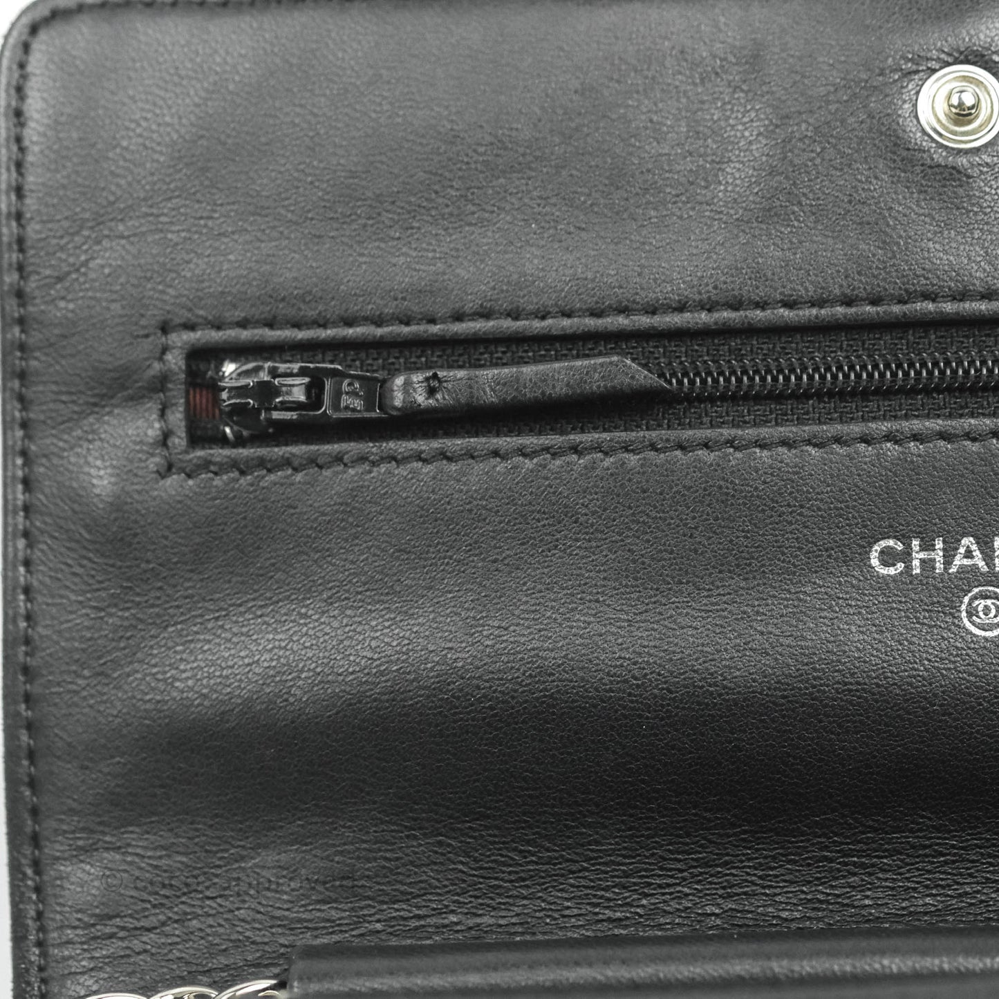 Chanel Classic Wallet On Chain Black Lambskin Silver Hardware