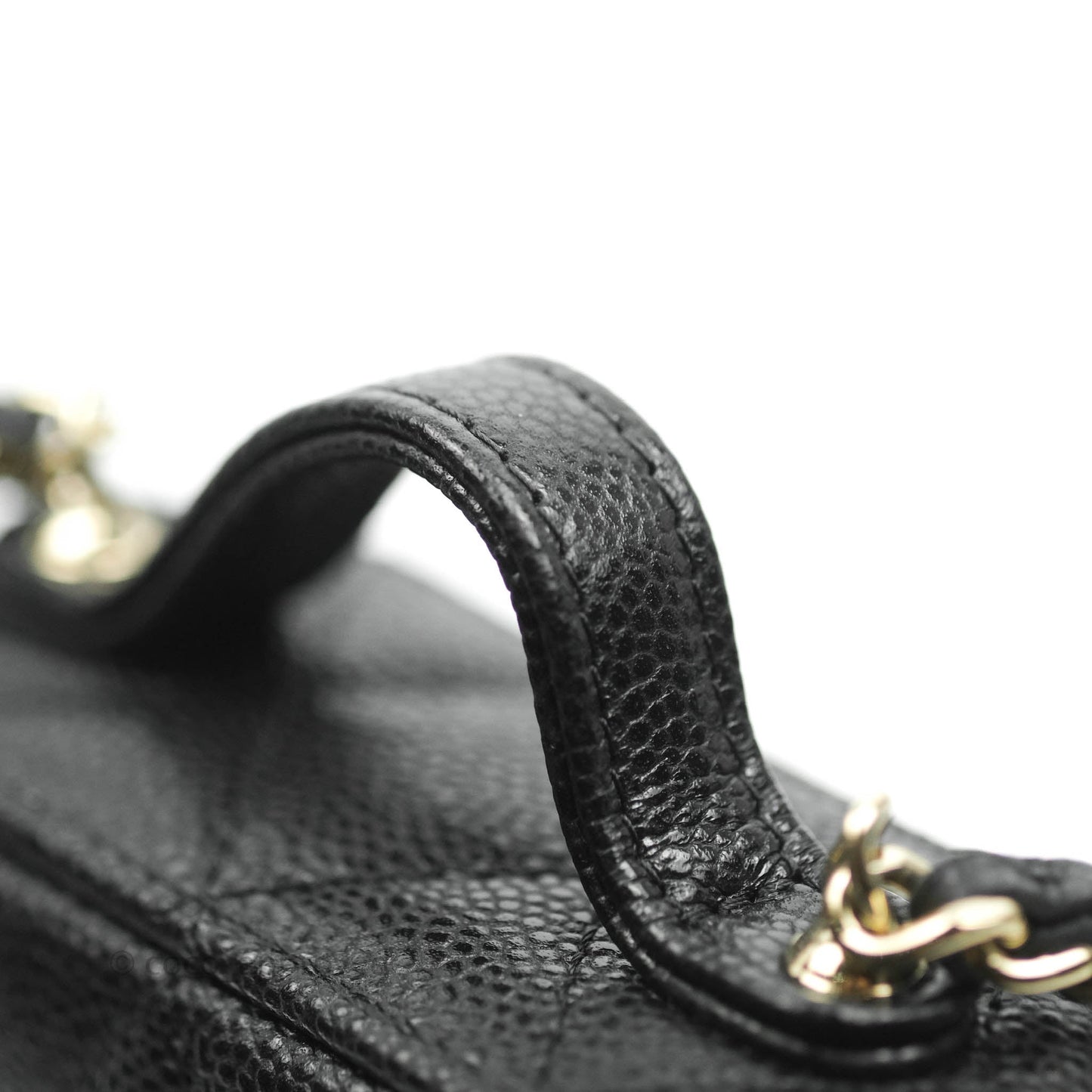 Chanel Quilted Small Handle With Care Vanity Case With Chain Black Caviar Gold Hardware