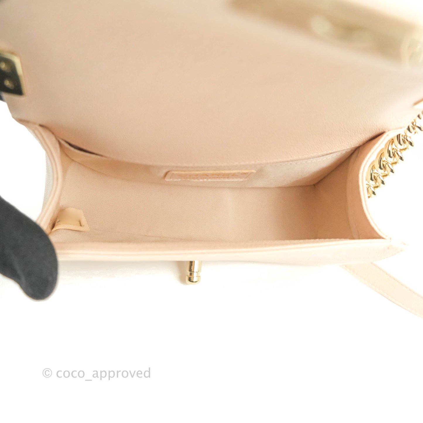 Chanel Small Boy Chevron Light Pink Caviar Gold Hardware