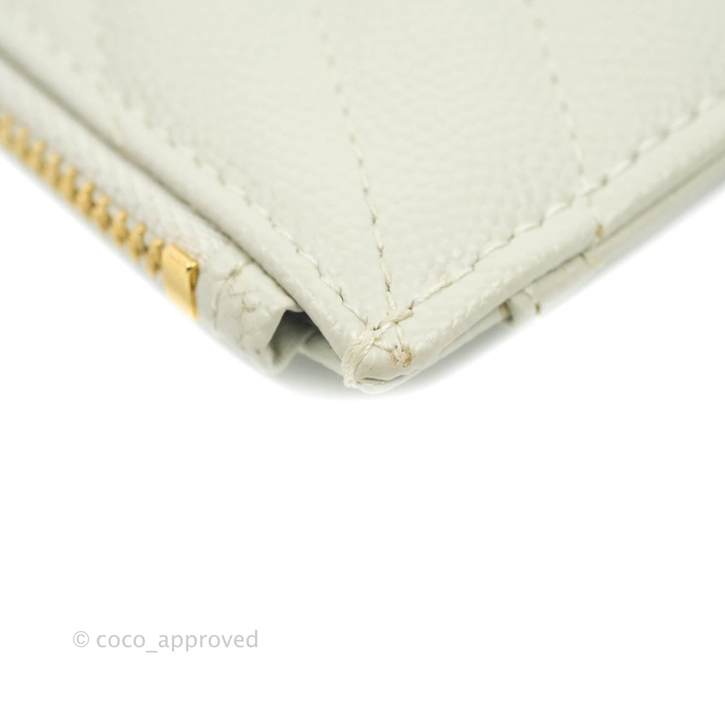 Saint Laurent Envelope Zip Pouch Ivory Caviar Gold Hardware