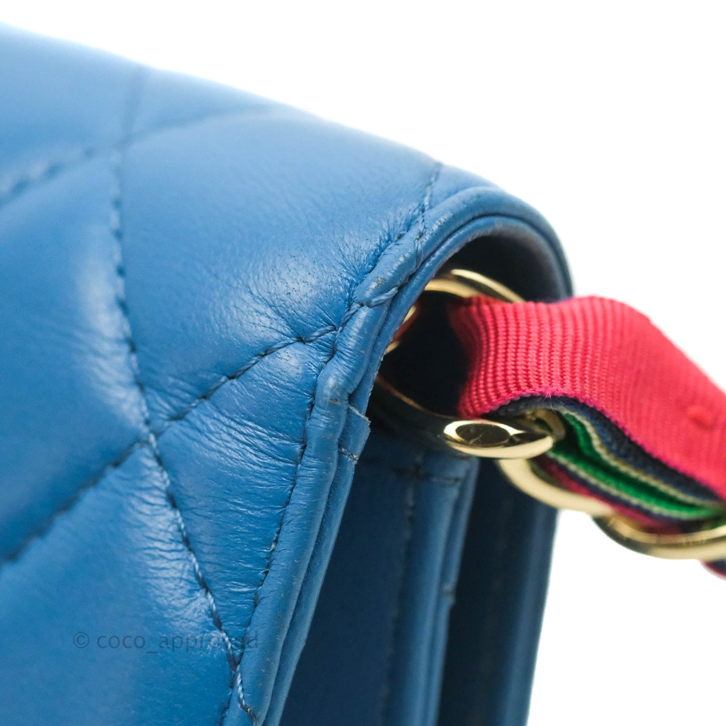 Chanel Ribbon Belt Bag Blue Lambskin Gold Hardware