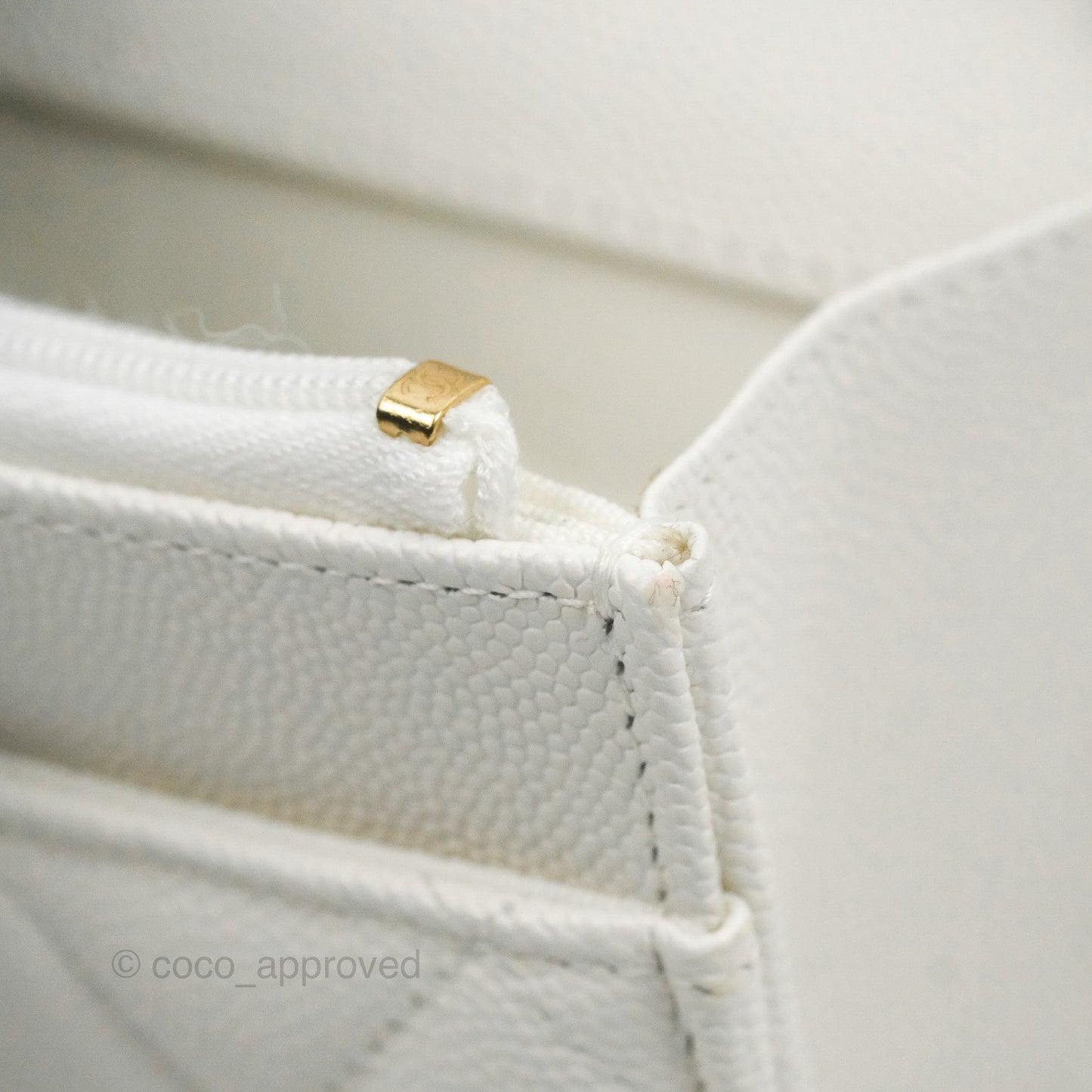 Chanel Quilted Classic Wallet on Chain WOC White Caviar Gold Hardware