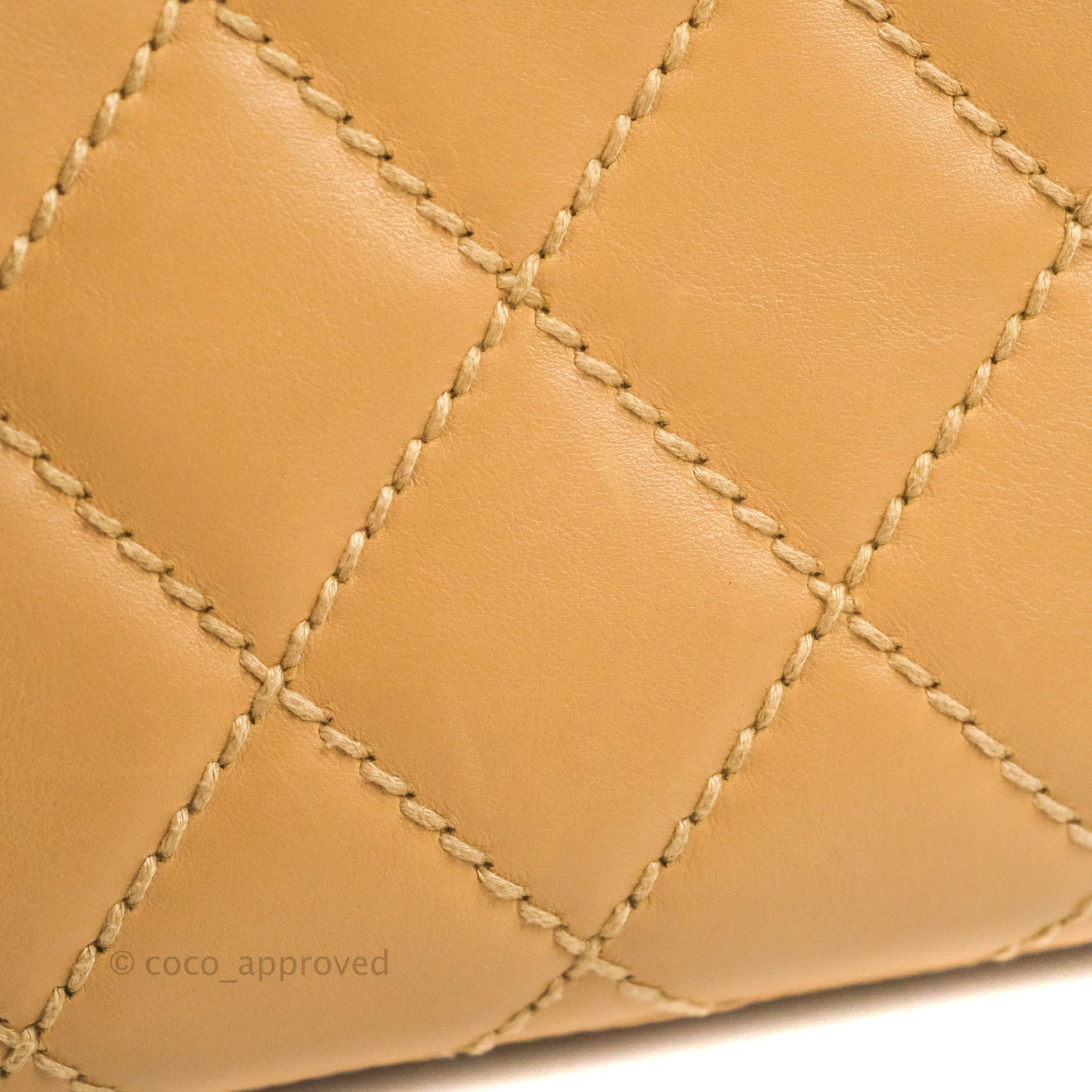 Chanel Vintage Quilted CC Tote Bag Beige Calfskin Gold Hardware