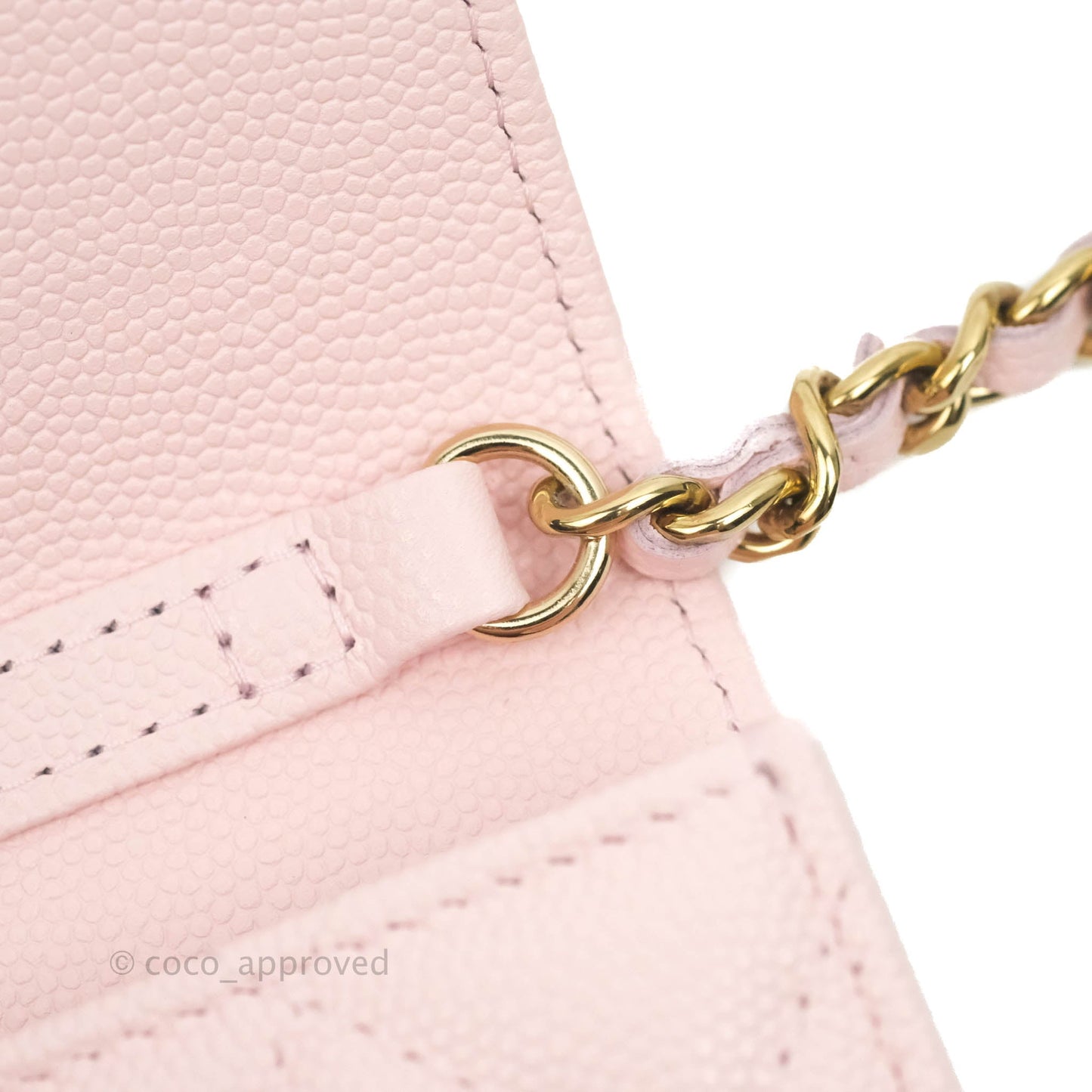 Chanel Mini Wallet With Chain Light Pink Caviar Gold Hardware