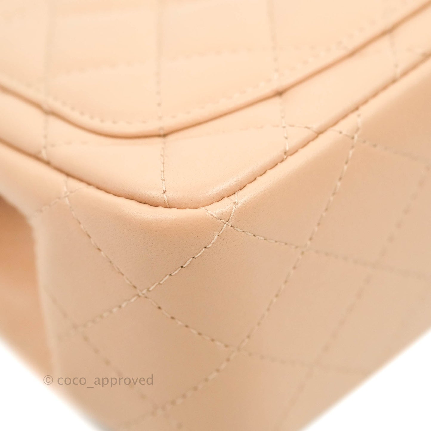 Chanel Mini Square Beige Lambskin Gold Hardware 21A