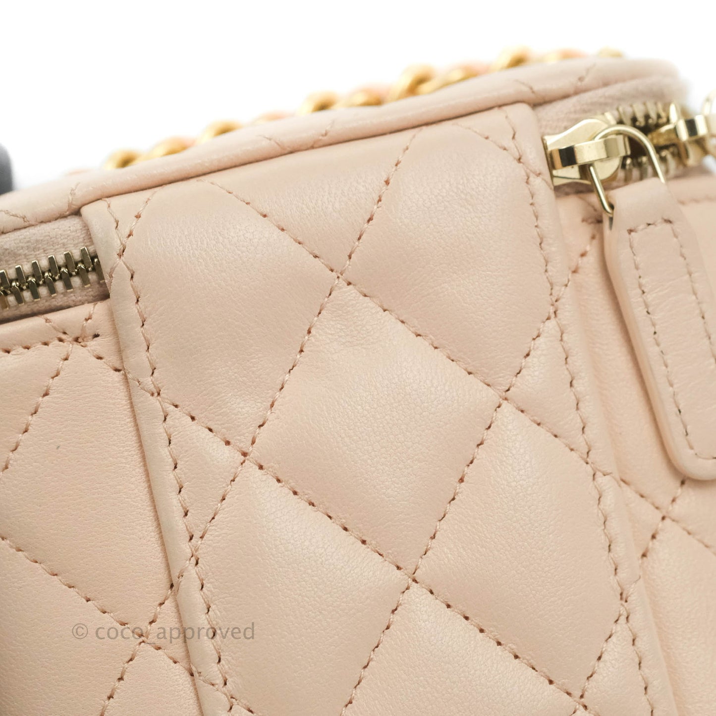 Chanel Classic Mini Pearl Crush Vanity With Chain Light Pink Lambskin Aged Gold Hardware