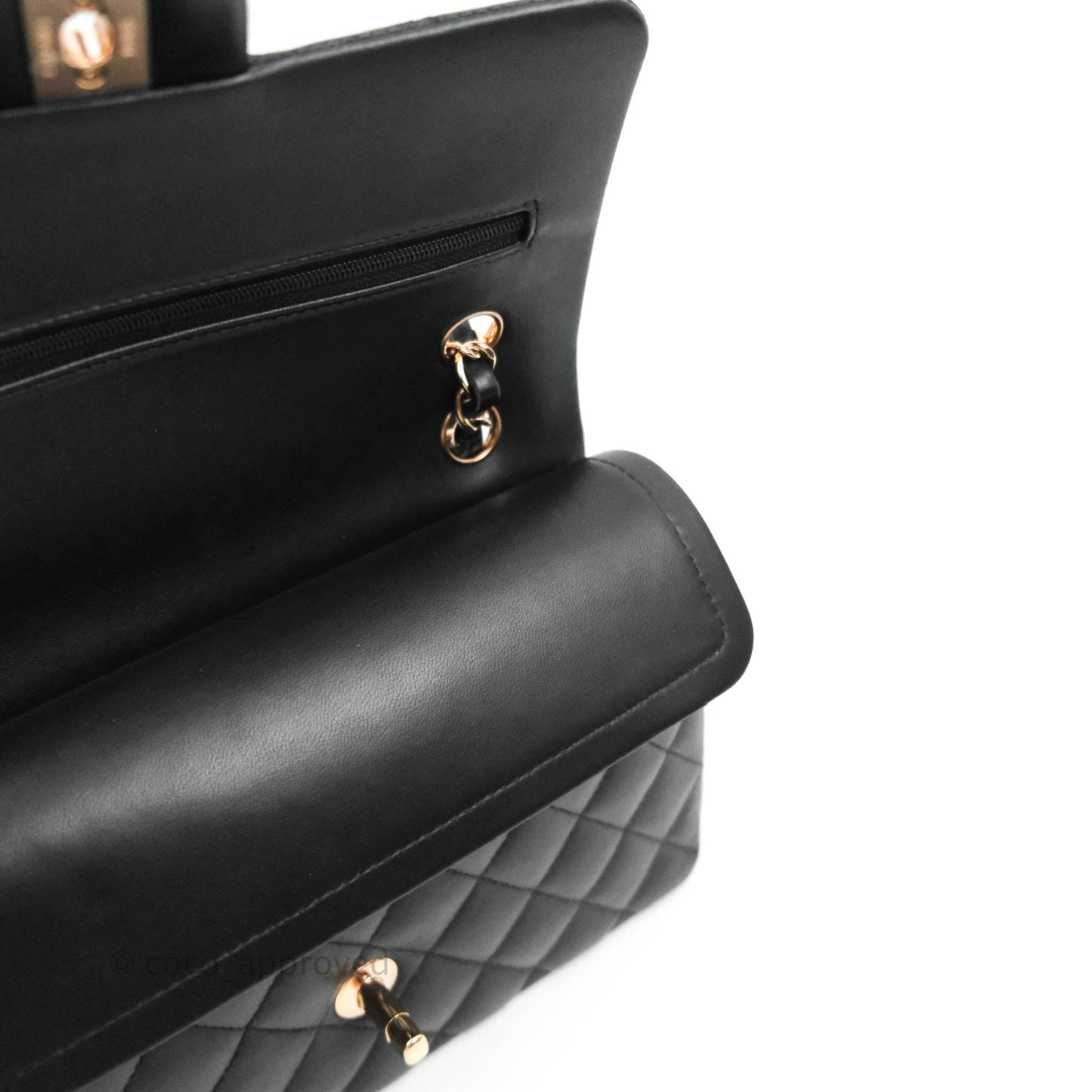 Chanel Classic Small S/M Flap Black Lambskin Rose Pink-Gold Hardware