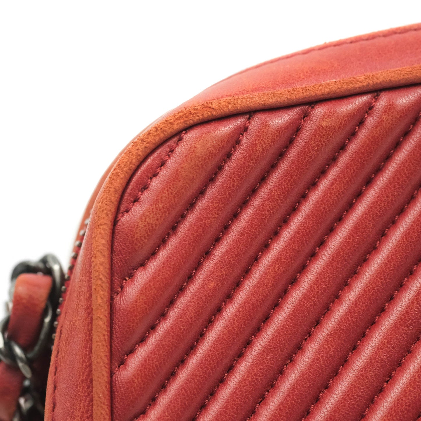 Chanel Quilted Crossbody Camera Bag Red Lambskin Ruthenium Hardware