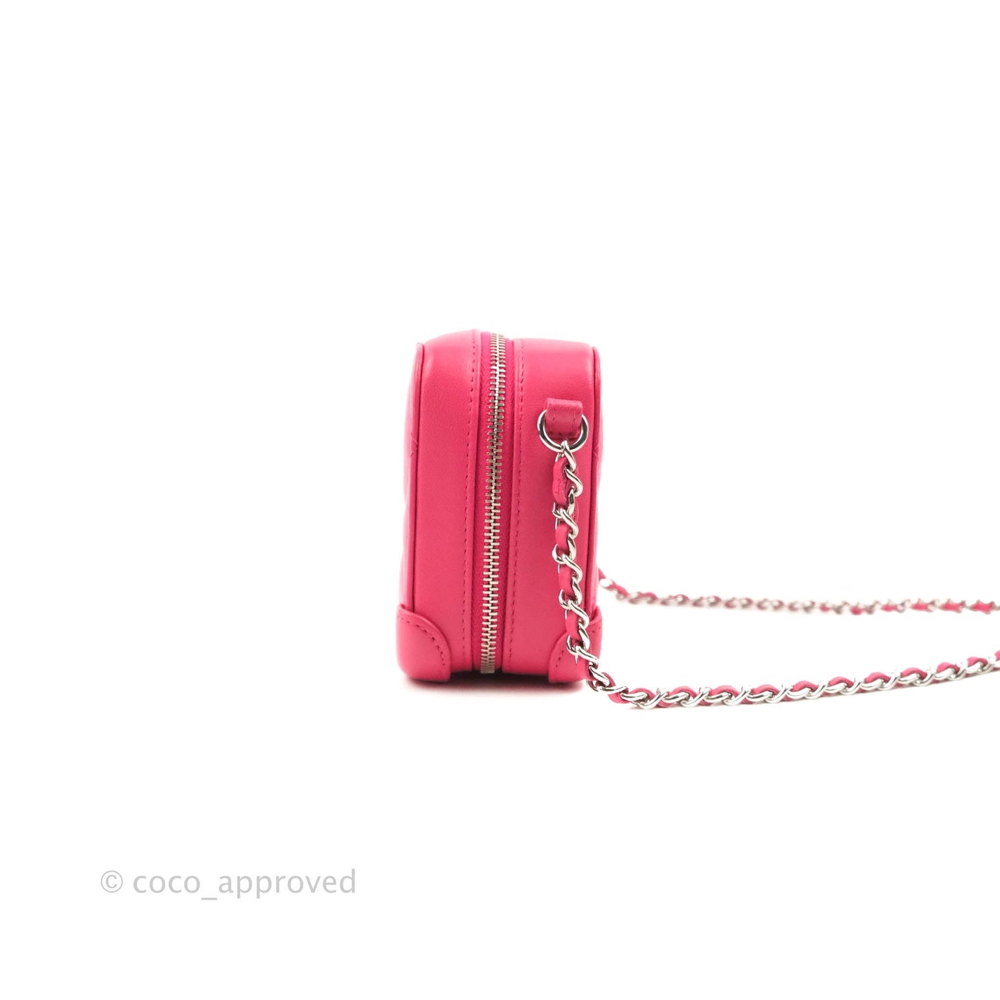 Chanel Mini Quilted Camera Case Pink Lambskin Silver Hardware