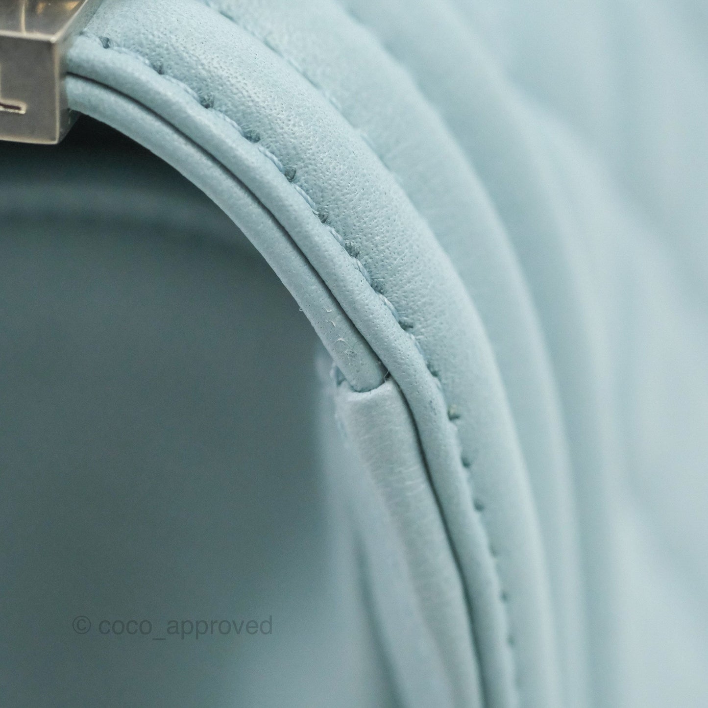 Chanel Quilted Medium Boy Blue Calfskin Matte Silver Hardware
