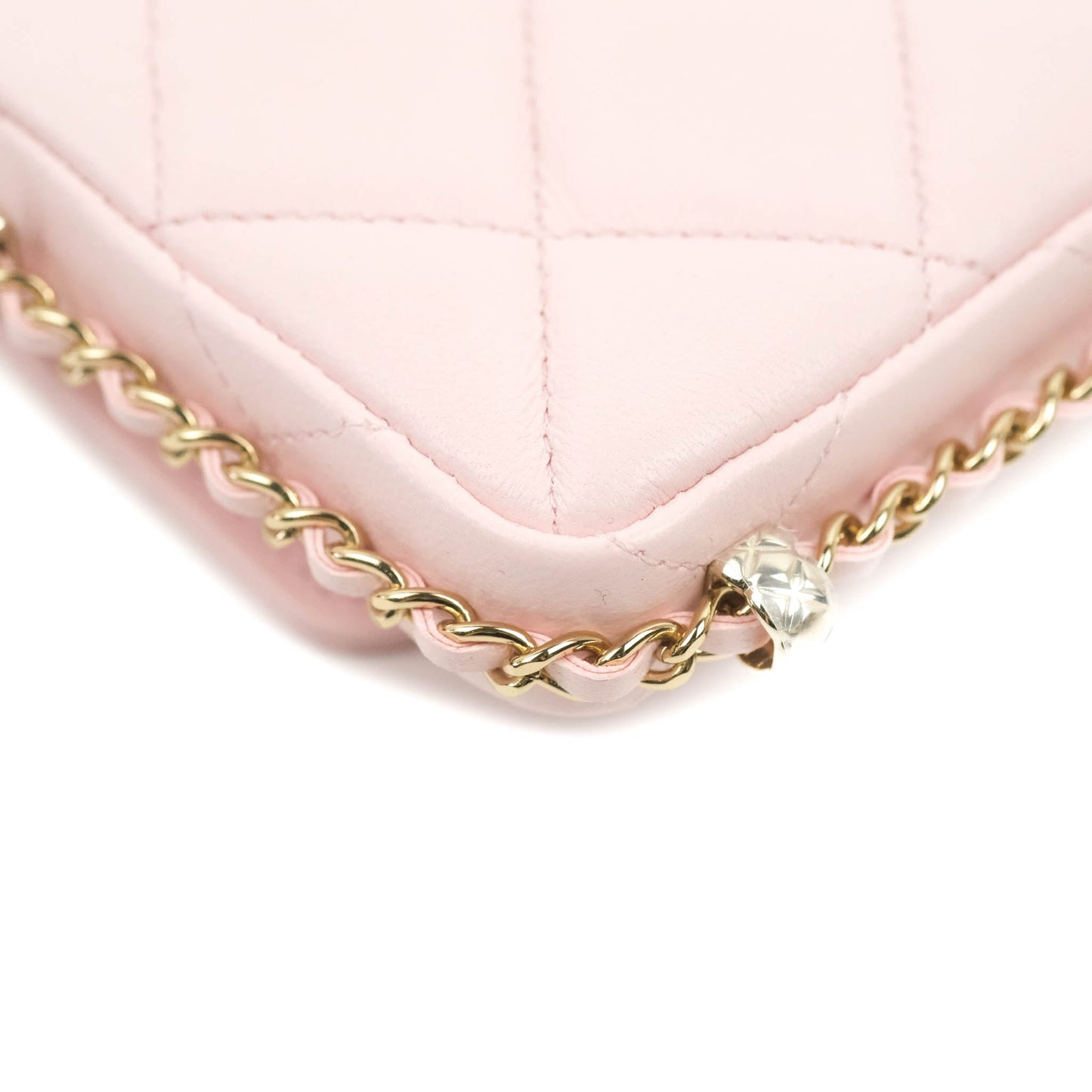 Chanel Mini Clutch With Chain Pink Lambskin Gold Hardware