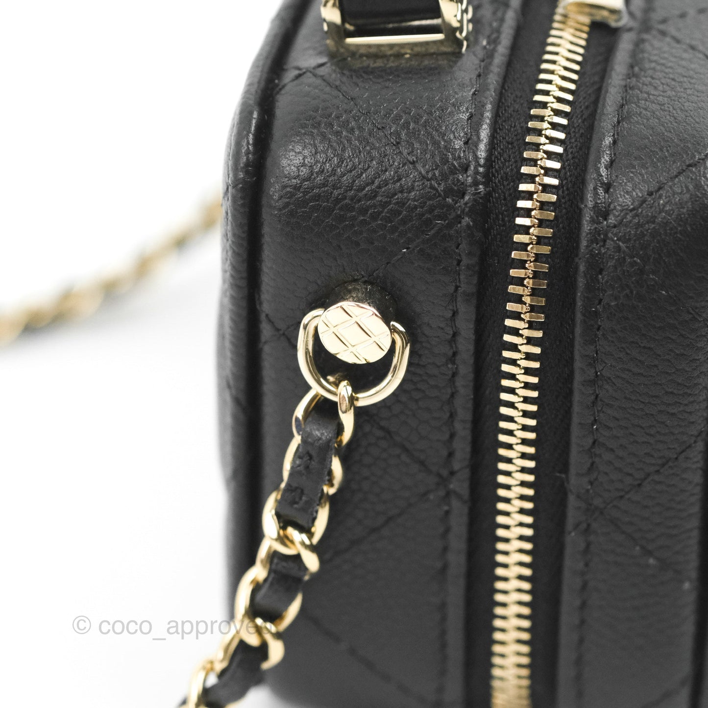 Chanel Vanity Handle With Chain Black Caviar Gold Hardware 22P