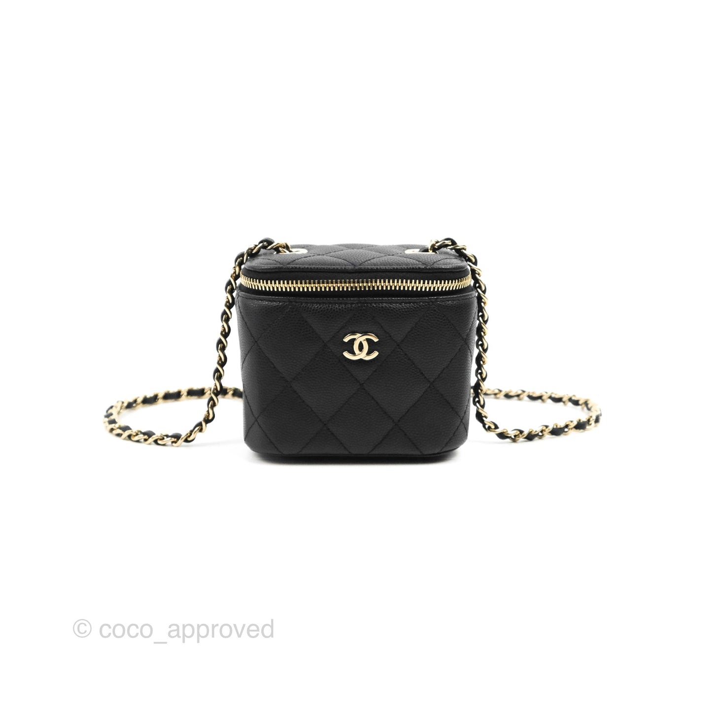 Chanel Mini Vanity With Chain Black Caviar Gold Hardware