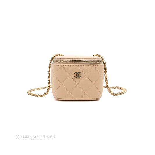 Chanel Mini Vanity With Chain Rose Clair Pink Caviar Gold Hardware
