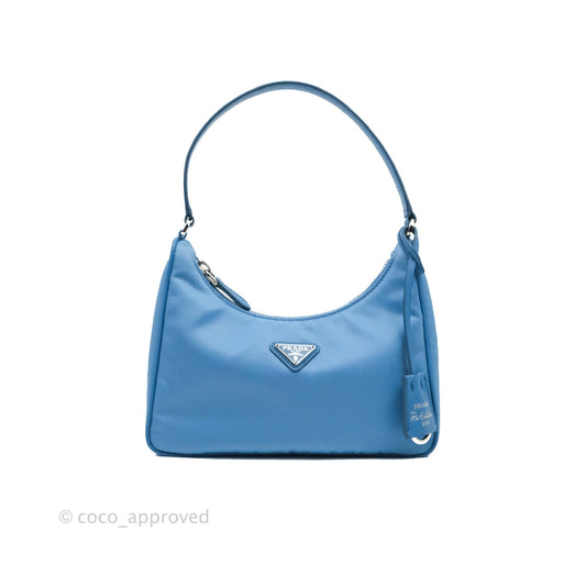 Prada Re-Edition 2005 Re-Nylon Mini Bag Blue Silver Hardware