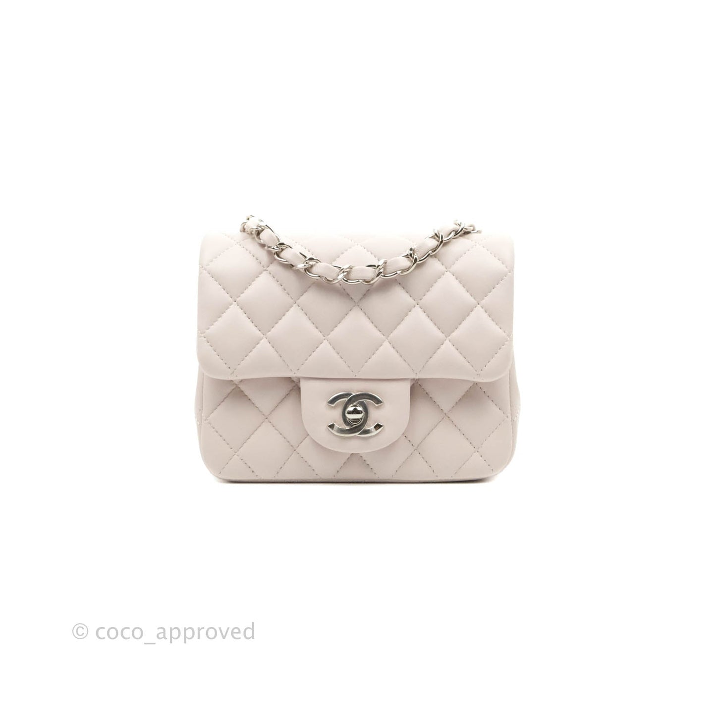 Chanel Mini Square Quilted Pale Lilac Silver Hardware