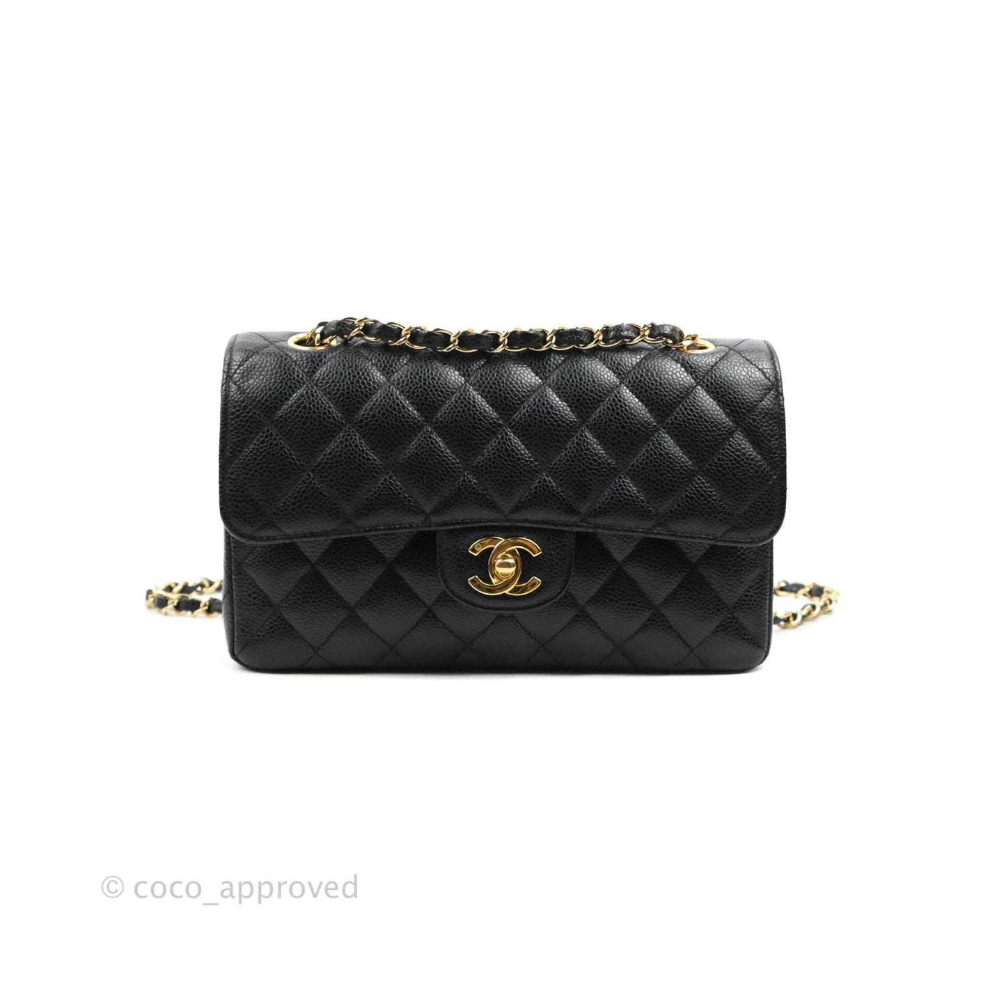 Chanel Small Classic Quilted Flap Black Caviar 24K Gold Hardware