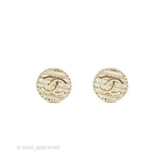 Chanel CC Round Earrings Gold Tone 19C