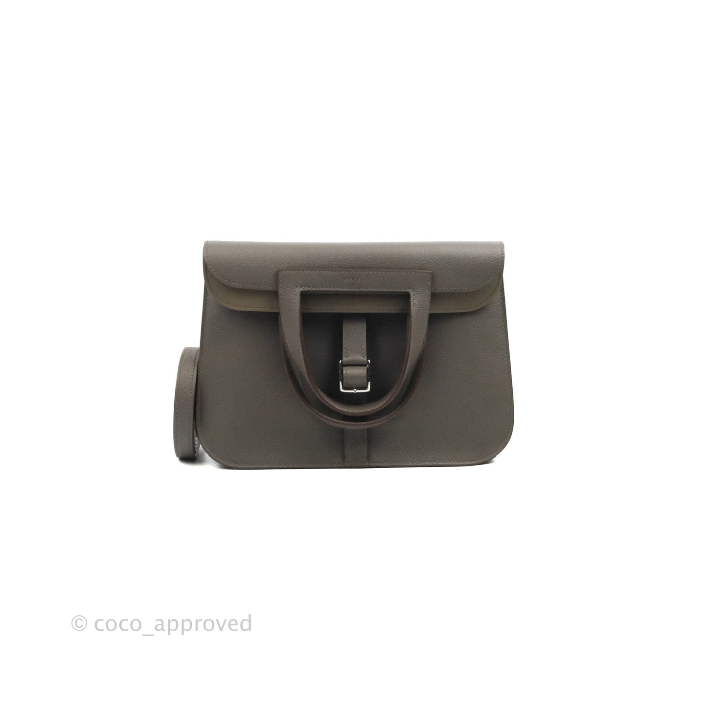 Hermès Halzan 25 Gris Etain Evercolor Palladium Hardware