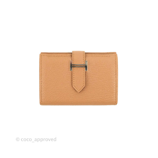Hermes Bearn Mini Wallet Quebracho Chevre Mysore Palladium Hardware