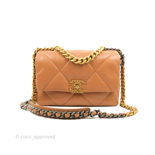 Chanel 19 Small Caramel Dark Beige Mixed Hardware 21K