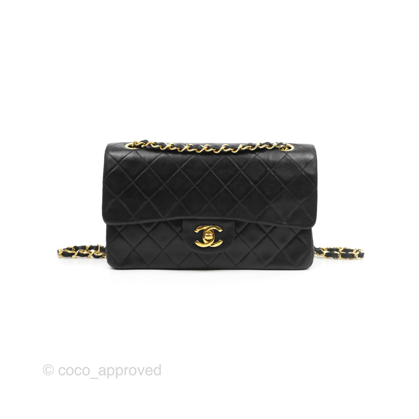Chanel Classic Vintage Double Flap M/L Black Lambskin Gold Hardware
