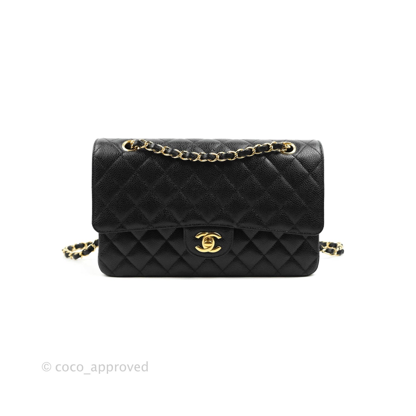 Chanel Classic M/L Medium Double Flap Black Caviar Gold Hardware
