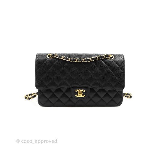 Chanel Classic M/L Medium Double Flap Black Caviar Gold Hardware