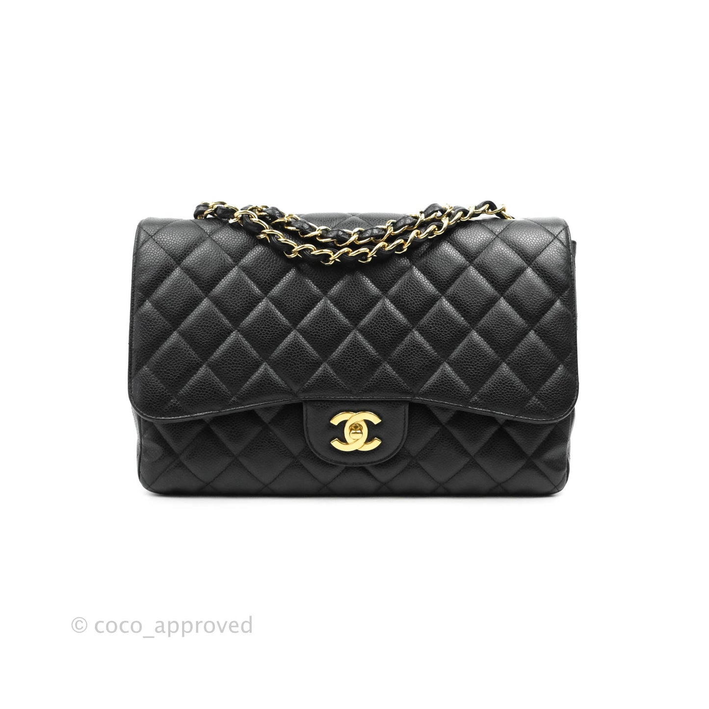 Chanel Jumbo Single Flap Black Caviar Gold Hardware⁣⁣