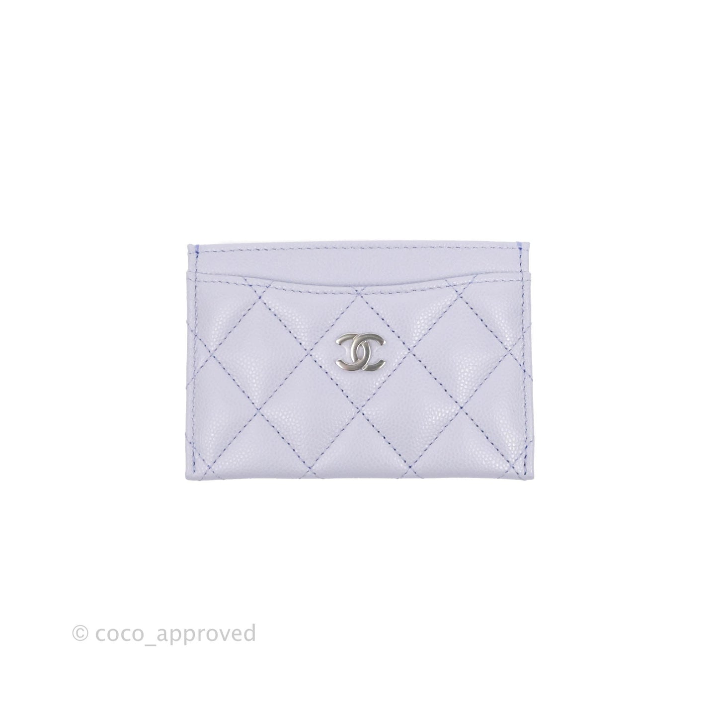 Chanel Classic Flat Card Holder Light Purple Caviar Silver Hardware