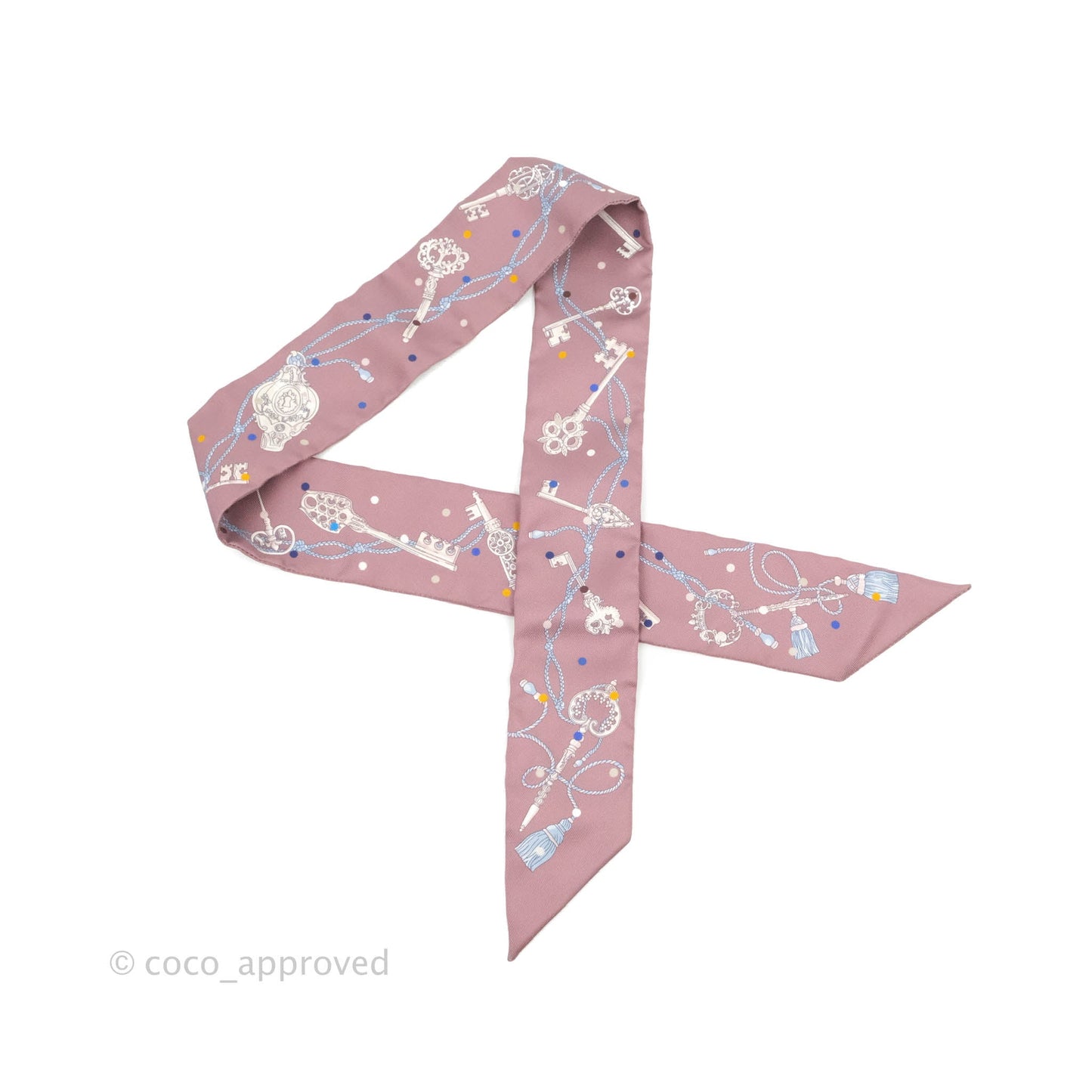 Hermès Silk Les Cles a Pois Twilly