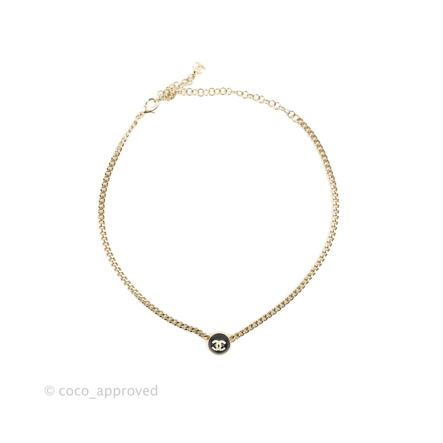 Chanel CC Round Crystal Choker Gold Tone 22C