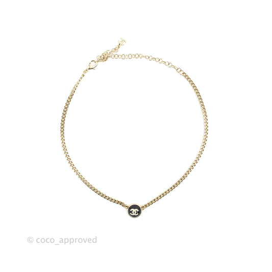 Chanel CC Round Crystal Choker Gold Tone 22C